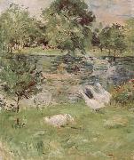 Berthe Morisot The Girl is rowing and goose oil painting artist